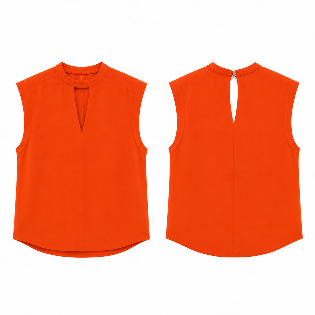 Mock Neck Cutout Sleeveless Top