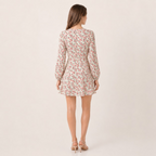 Vintage Floral Print Long Sleeve Midi Dress