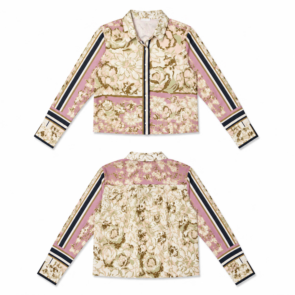 Floral Print Long Sleeve Button Up Blouse