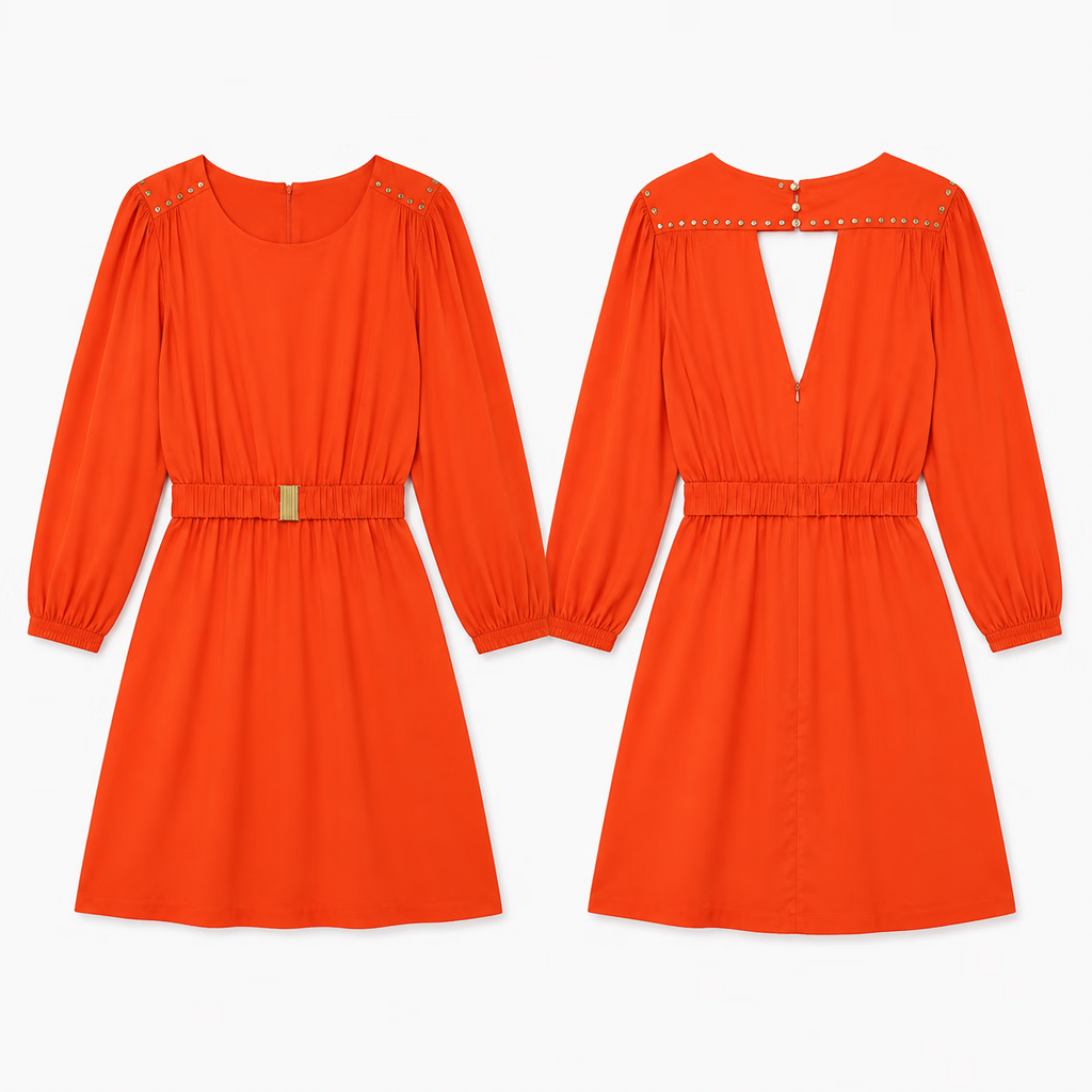 Rivet Slim-Fit High Waist Crew Neck Midi Dress