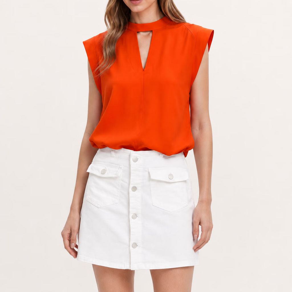Mock Neck Cutout Sleeveless Top