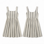 Summer Vintage Striped Square Neck Sleeveless A-Line Midi Dress