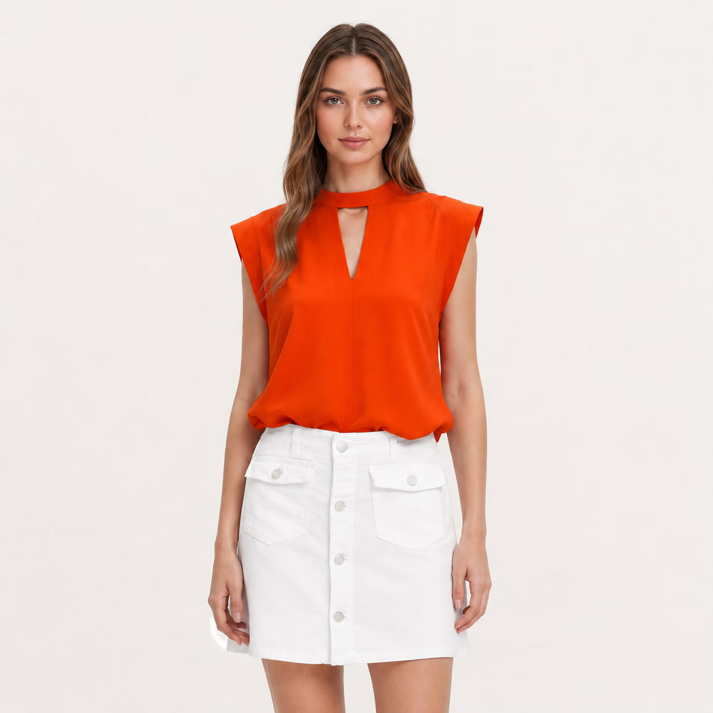 Mock Neck Cutout Sleeveless Top