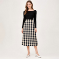 Vintage Plaid Long Skirt Set