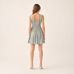 Summer Vintage Striped Square Neck Sleeveless A-Line Midi Dress
