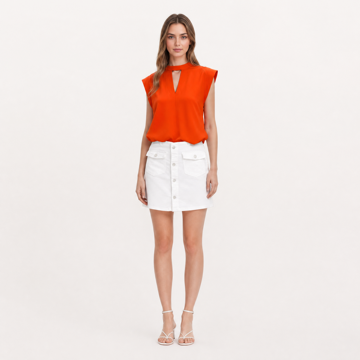 Mock Neck Cutout Sleeveless Top