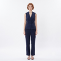 Navy Blue Tailored Sleeveless Suit Vest