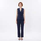 Navy Blue Tailored Sleeveless Suit Vest
