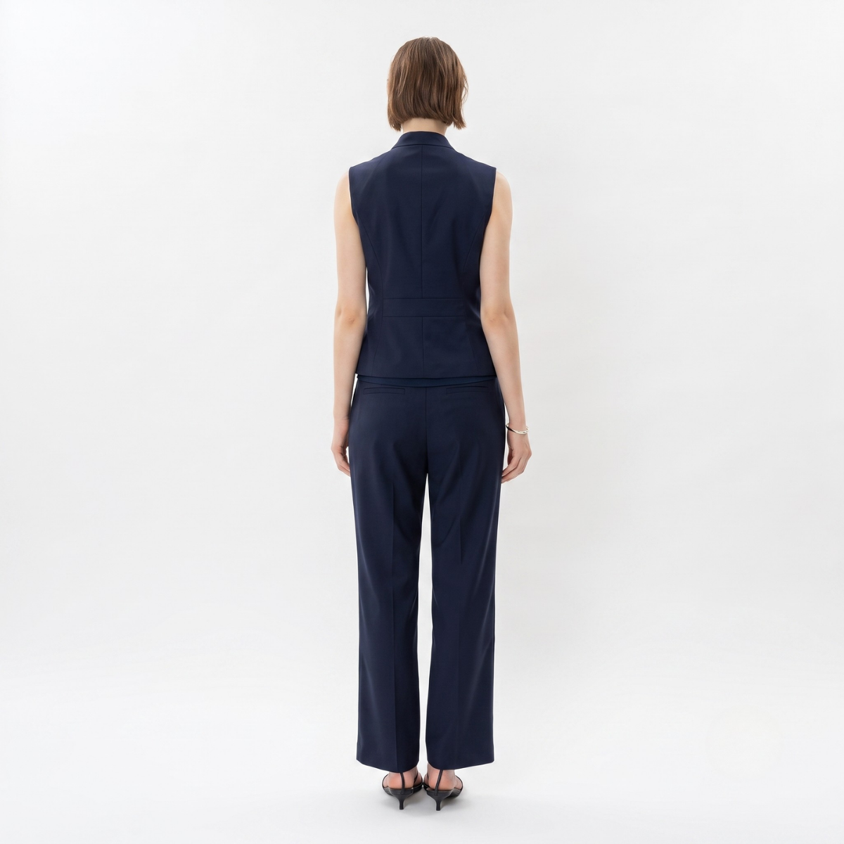 Navy Blue Tailored Sleeveless Suit Vest
