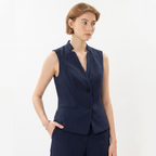 Navy Blue Tailored Sleeveless Suit Vest