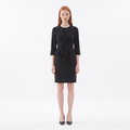 Black Asymmetric Belted Ruffle Dress