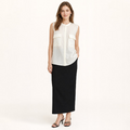 White Chiffon Slik Sleeveless Pocket Blouse