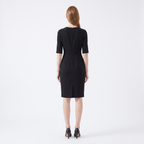 Black Asymmetric Belted Ruffle Dress