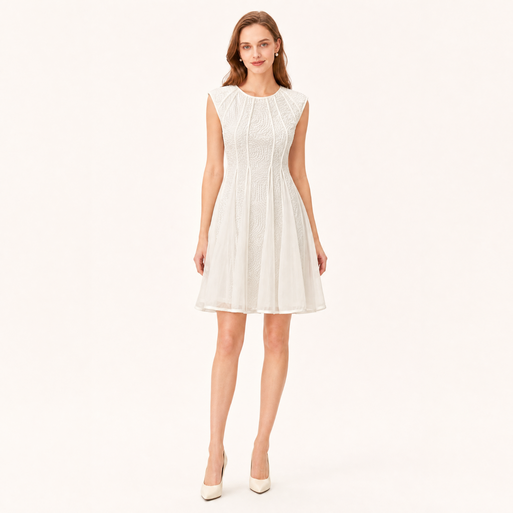 Textured Jacquard Sleeveless Midi Dress