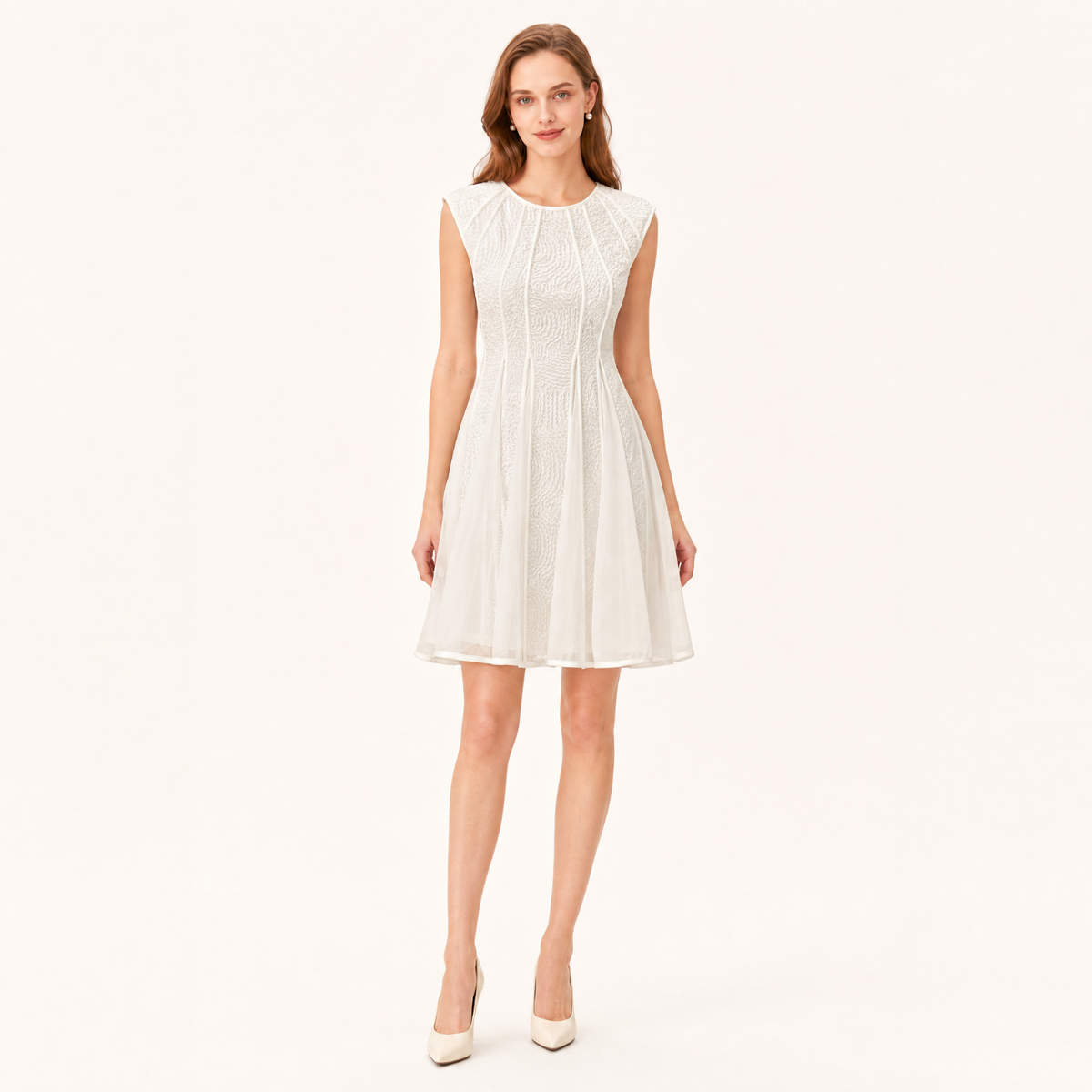 Textured Jacquard Sleeveless Midi Dress