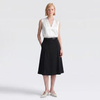 Ivory Satin V-Neck Sleeveless Blouse