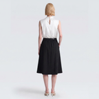 Ivory Satin V-Neck Sleeveless Blouse
