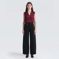 Burgundy Satin V-Neck Sleeveless Blouse