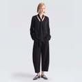 Black Viscose V-Neck Scarf Blouse