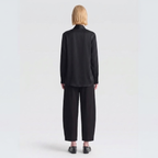 Black Viscose V-Neck Scarf Blouse