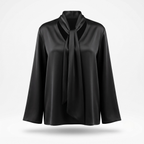 Black Viscose V-Neck Scarf Blouse