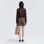 Mocha Brown Asymmetrical Tailored Skort