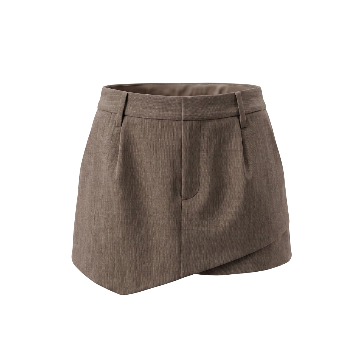 Mocha Brown Asymmetrical Tailored Skort