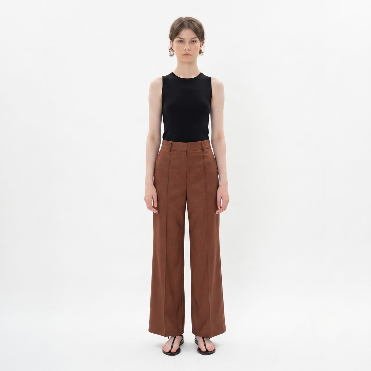 Brown High Waist Wide Leg Pants