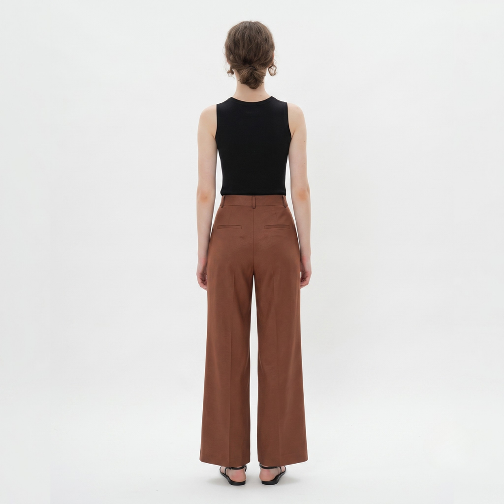 Brown High Waist Wide Leg Pants