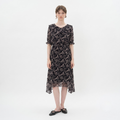 Black Floral Print Midi Dress