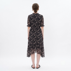Black Floral Print Midi Dress