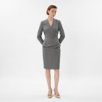 Grey V-Neck Peplum Dress