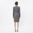 Grey V-Neck Peplum Dress