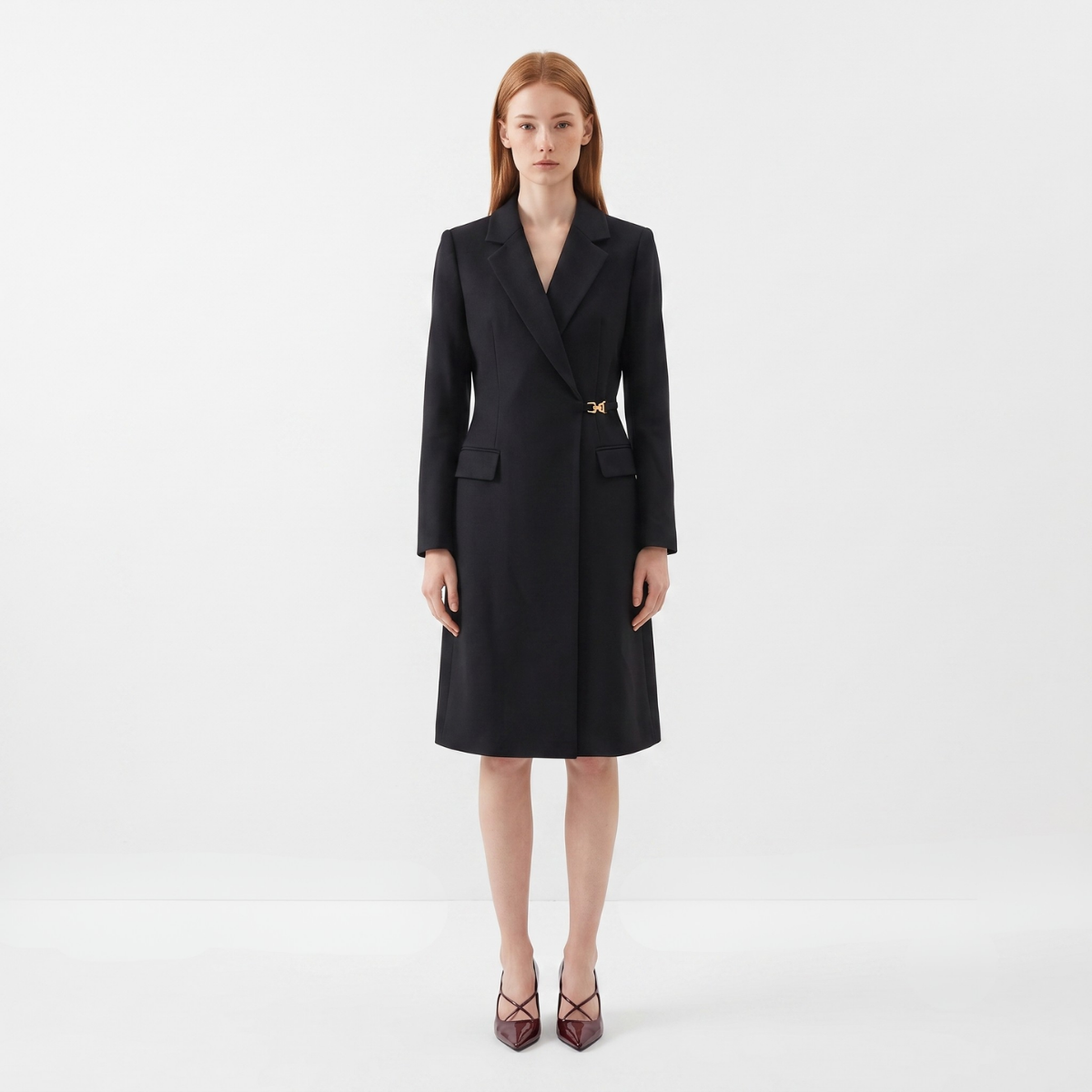 Black Long Sleeve Belted Blazer