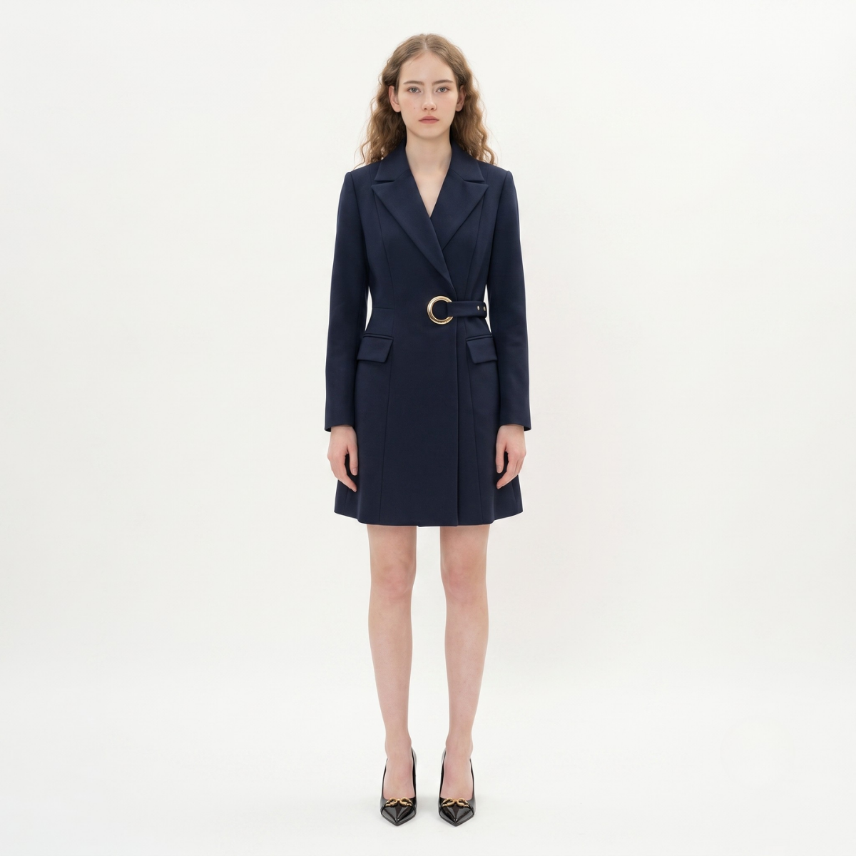 Navy Blue Wool Blend Blazer