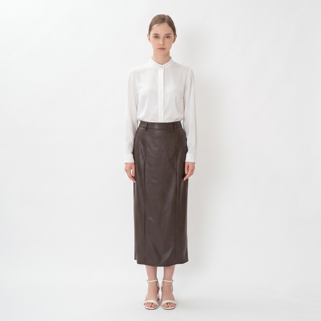 White Stand Collar Long Sleeve Blouse