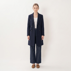 Navy Blue 100% Pure Wool Double-Faced Coat