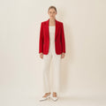 Red Double-Breasted Blazer