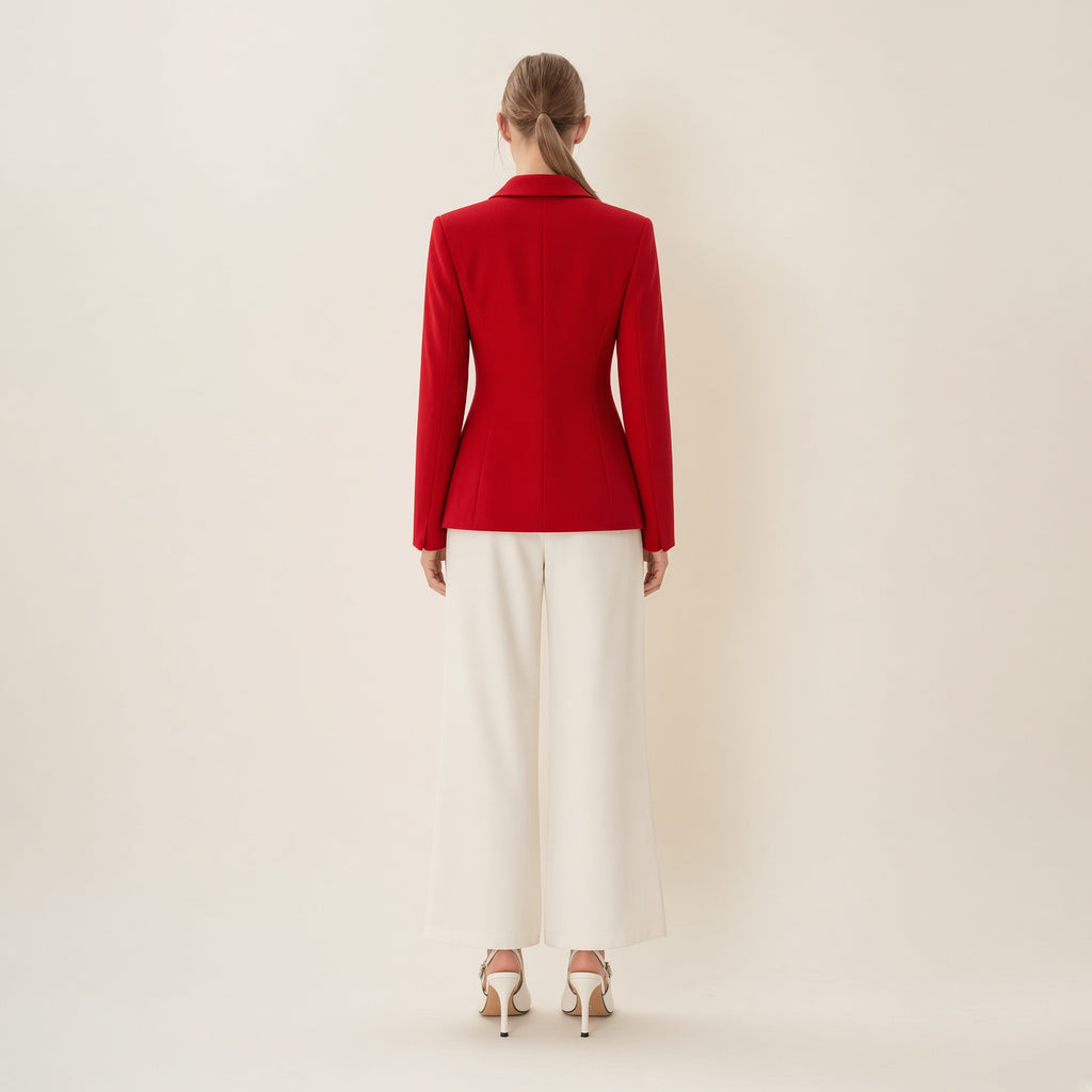 Red Double-Breasted Blazer