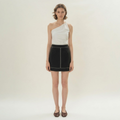 Black Contrast Stitch Mini Skirt
