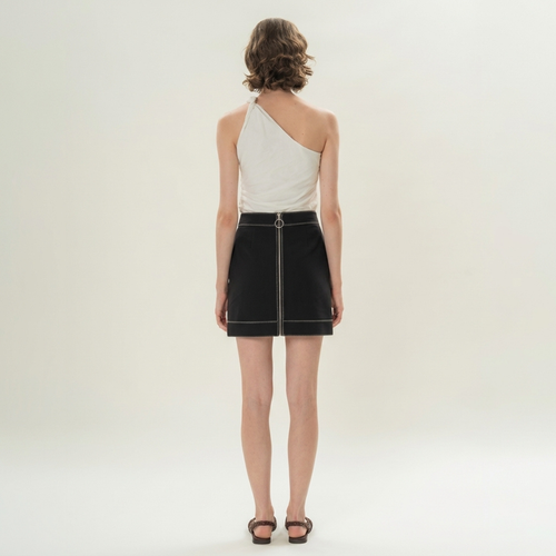 Black Contrast Stitch Mini Skirt