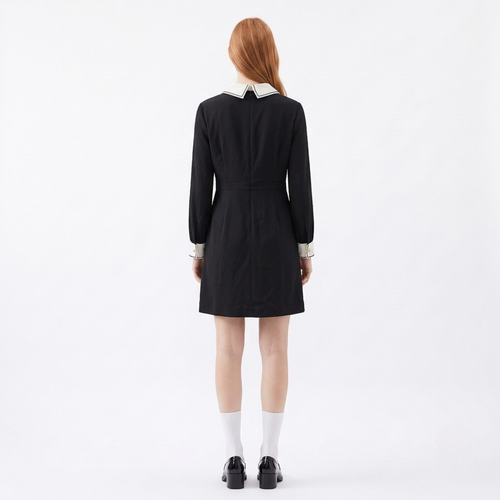 Black Contrast Collar Dress