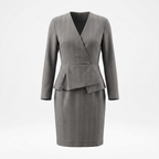 Grey V-Neck Peplum Dress