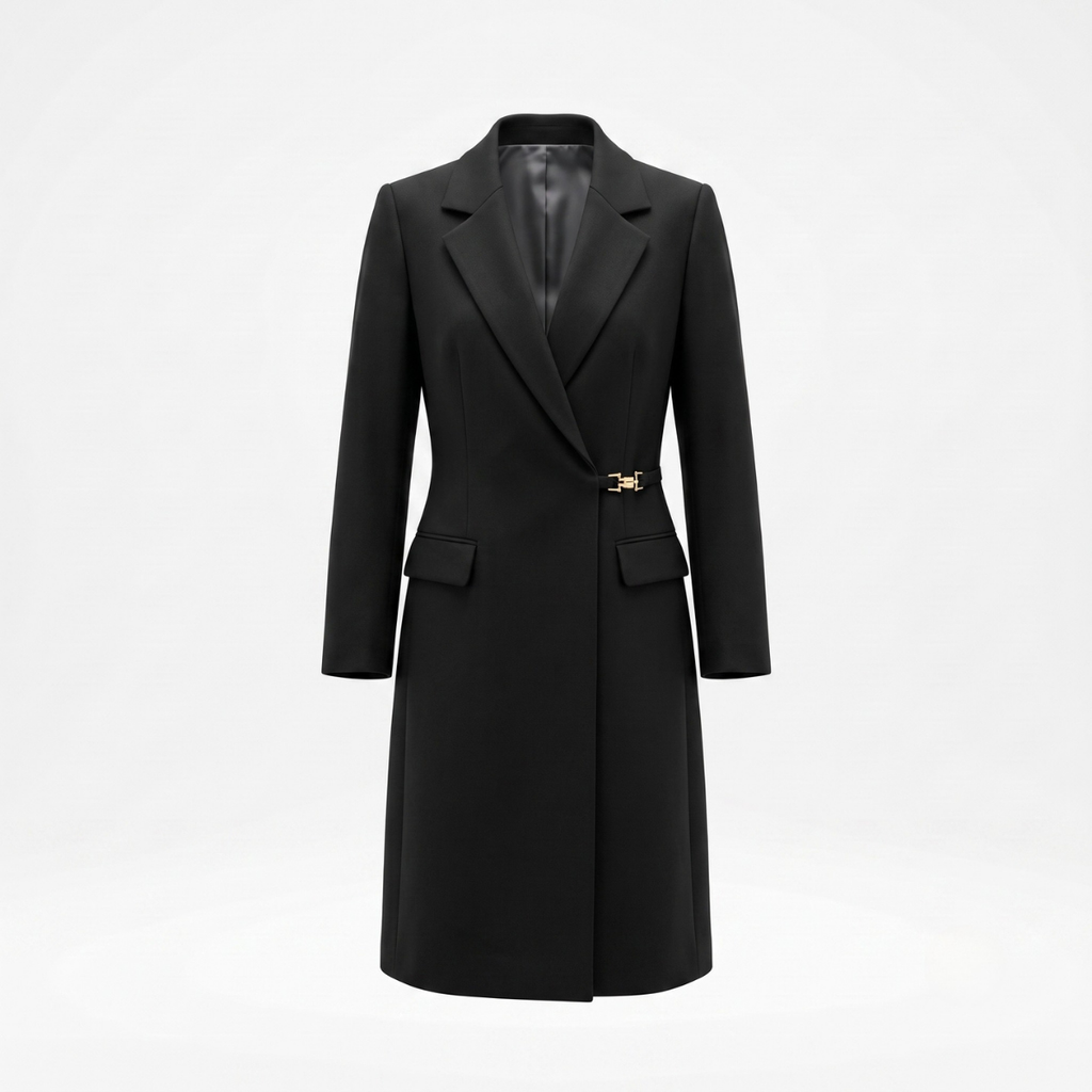 Black Long Sleeve Belted Blazer