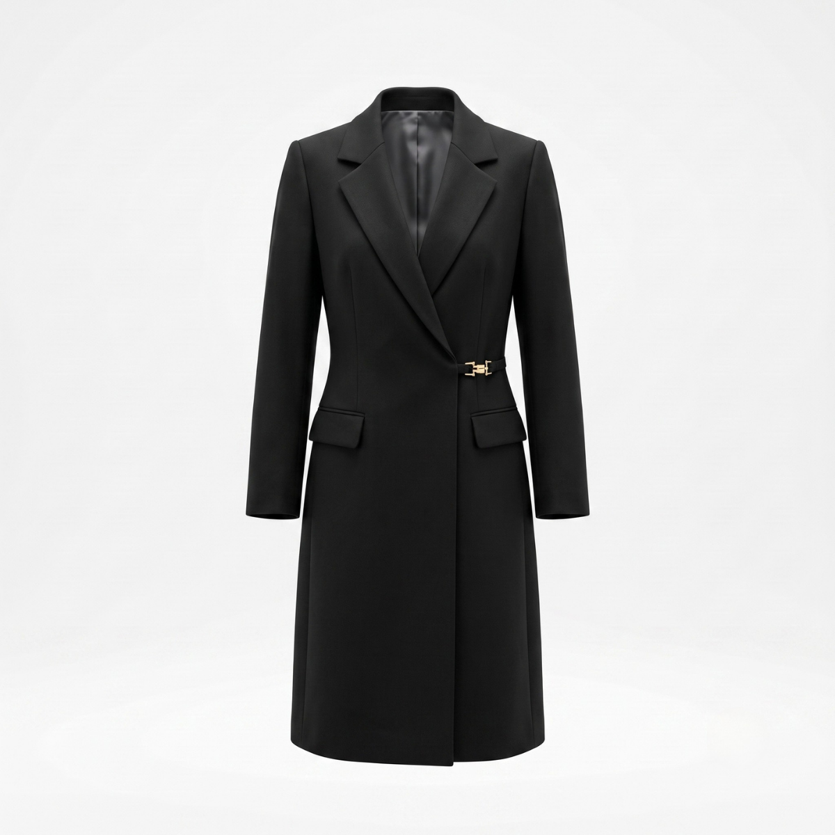 Black Long Sleeve Belted Blazer