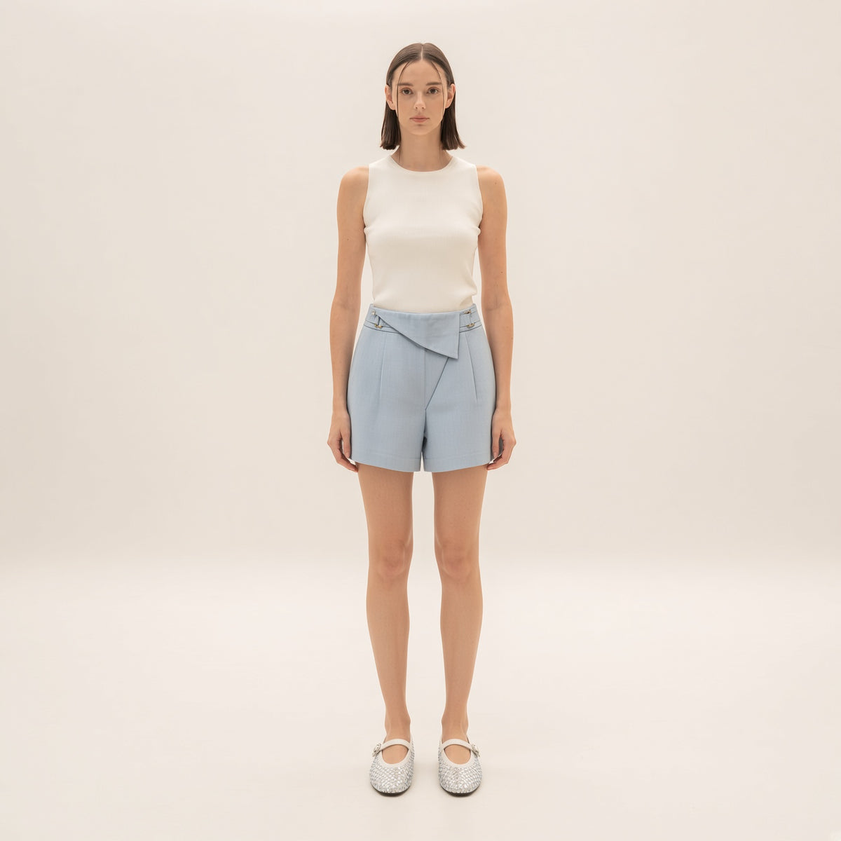 Light Blue High-Waisted Shorts