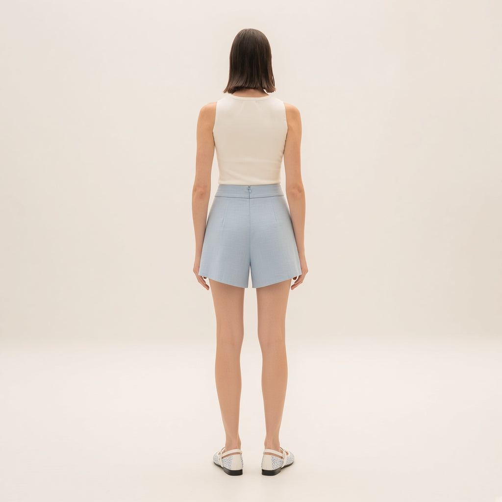 Light Blue High-Waisted Shorts