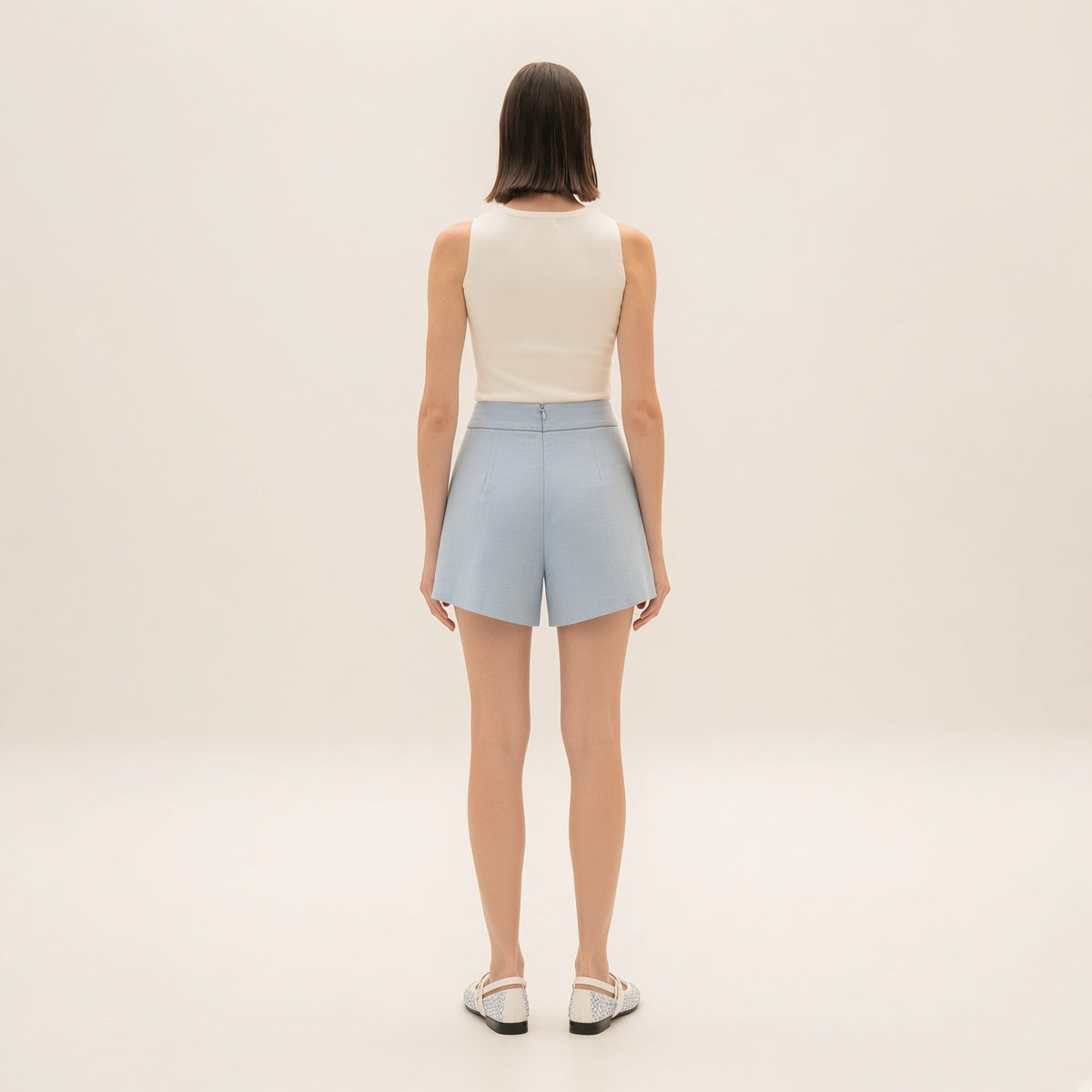 Light Blue High-Waisted Shorts