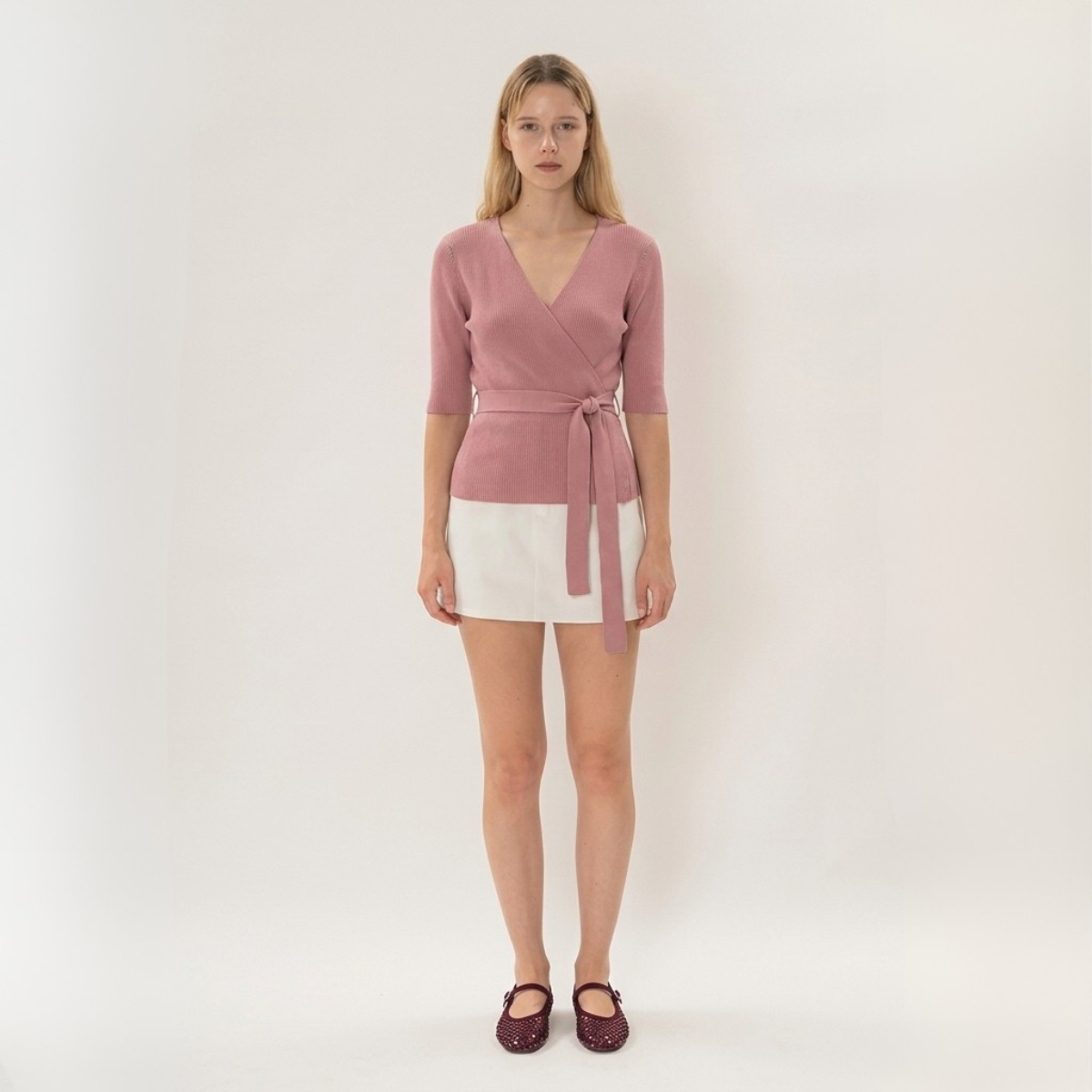 Pink Wrap Knit Top