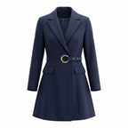 Navy Blue Wool Blend Blazer
